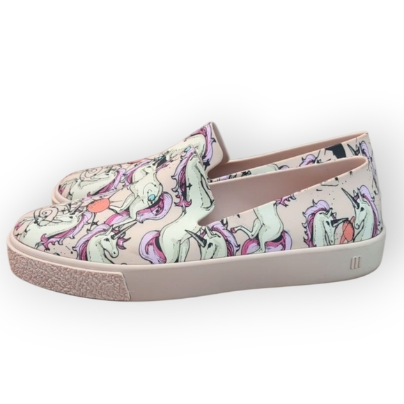 MELISSA Ground Unicorn Print Sneakers Slip On Loafer Shoes Sz 10 Pink Fairycore‎ - Picture 5 of 10
